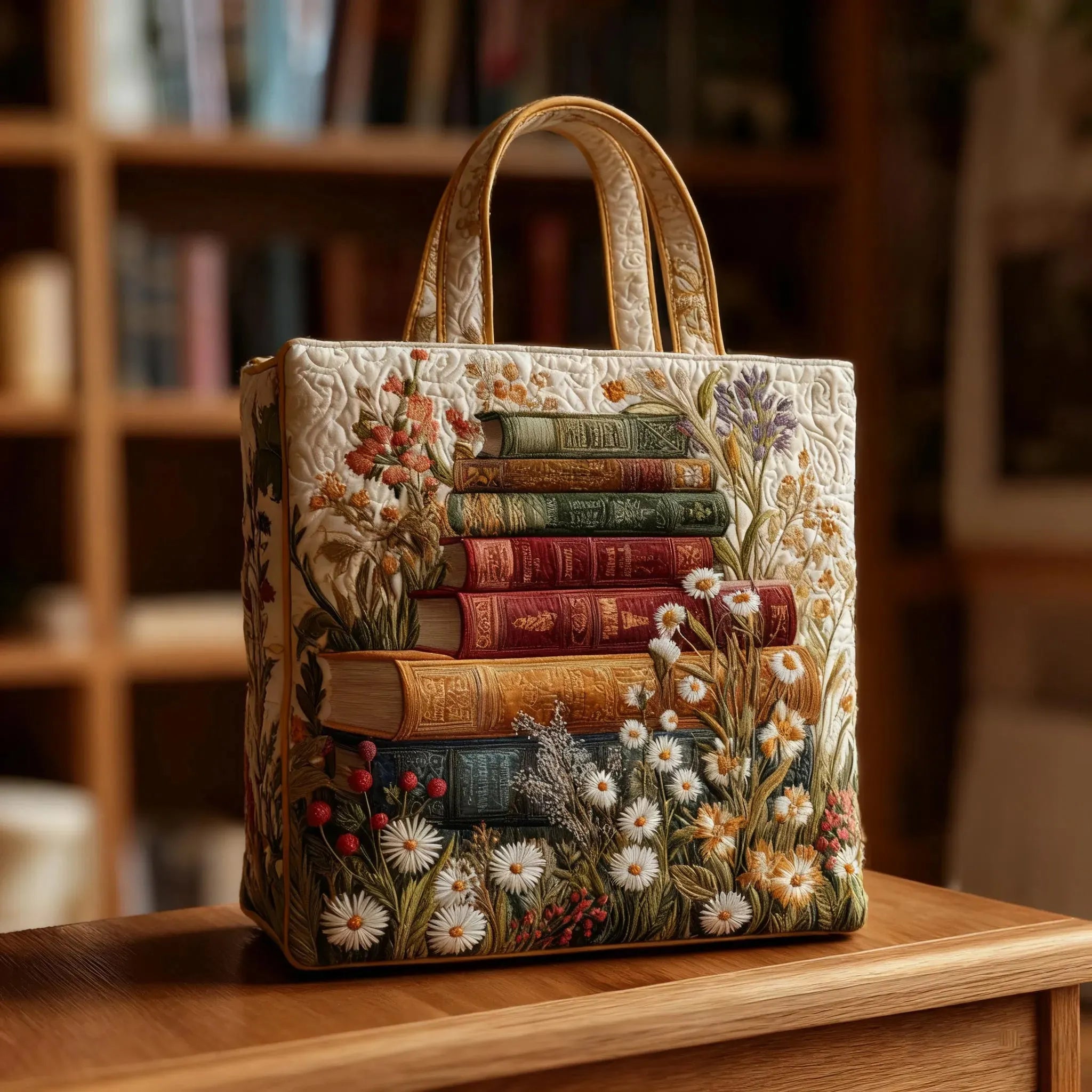 Quiltad väska med blommönster
