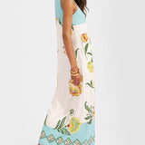 Giuseppina | Ärmlös blommig Resort Sunshine-midiklänning