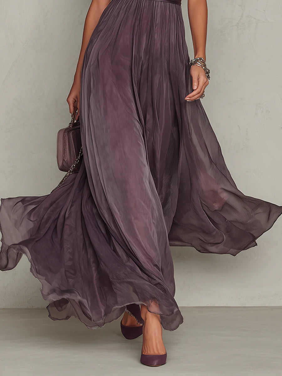 Mia | Elegant lång chiffongklänning i vintagestil