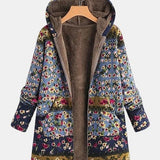 Elena | Bohemisk hoodie i sherpa med blommönster