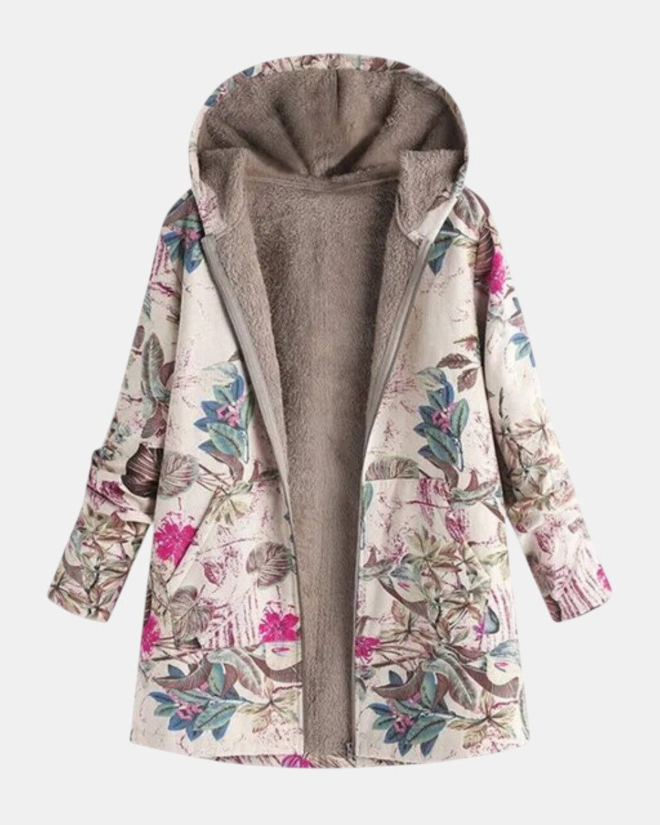 Edera | Pastellfärgad fleecejacka med botaniskt mönster
