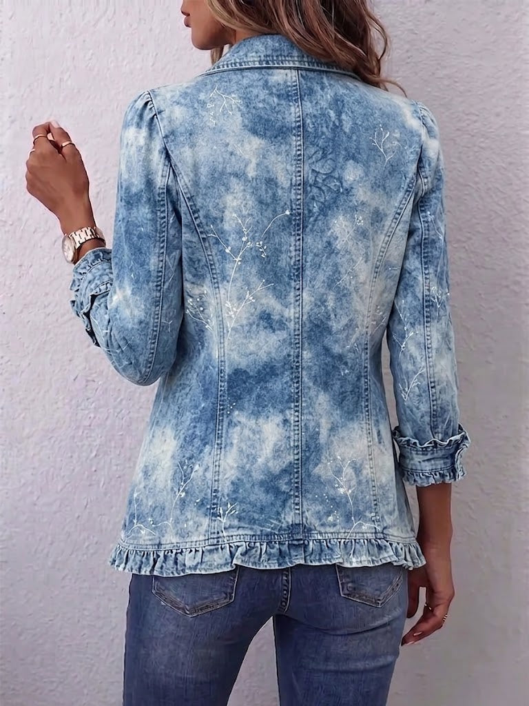 Käthe | Bohojacka i vintagestil med tonat botaniskt mönster och volanger