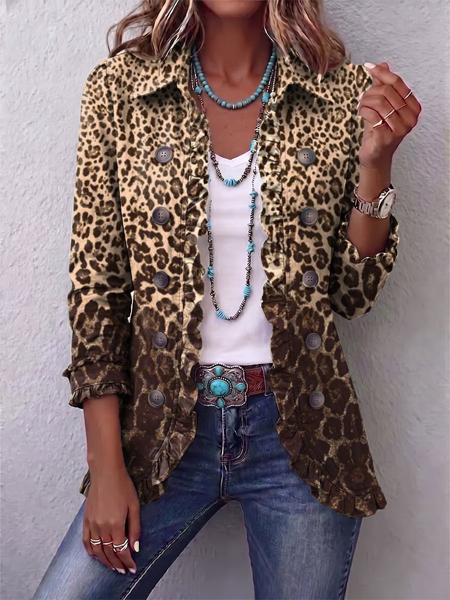Clara | Jacka med leopardmönster och volanger