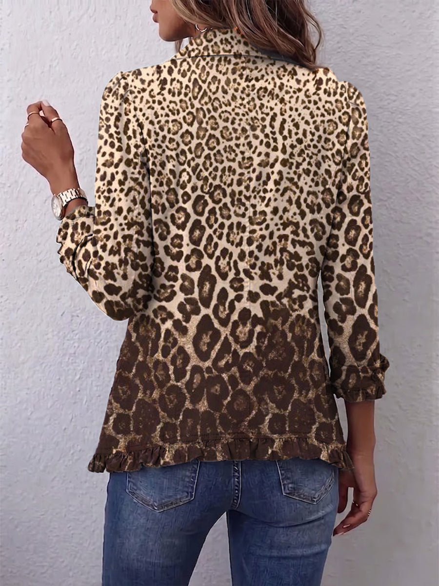 Clara | Jacka med leopardmönster och volanger
