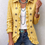 Johanna | Rutig jacka med volanger och knappar