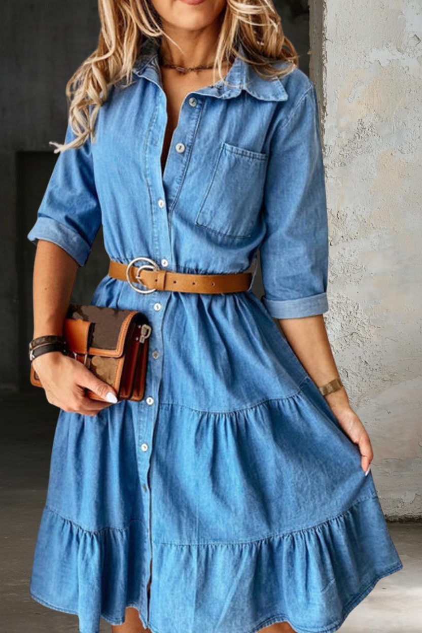 Zenzi | Elegant jeansklänning i ledig stil