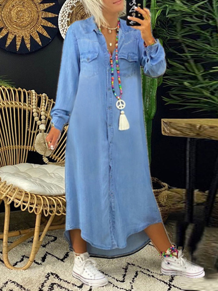 Ute | Elegant skjortklänning i denim