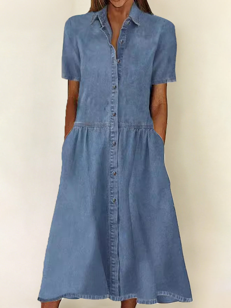 Sofie | Kortärmad jeansklänning