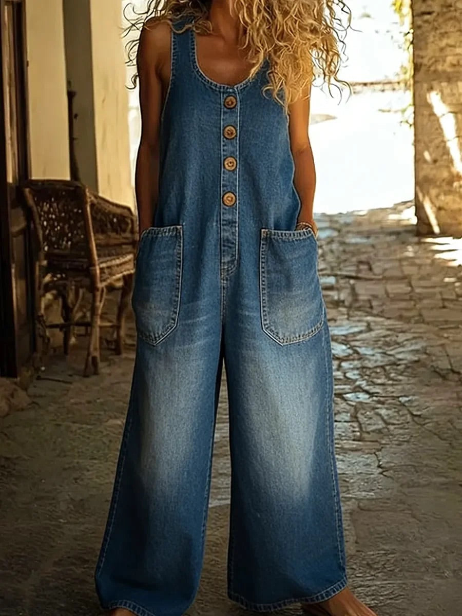 Sieglinde | Jumpsuit i denim med vintagetvätt