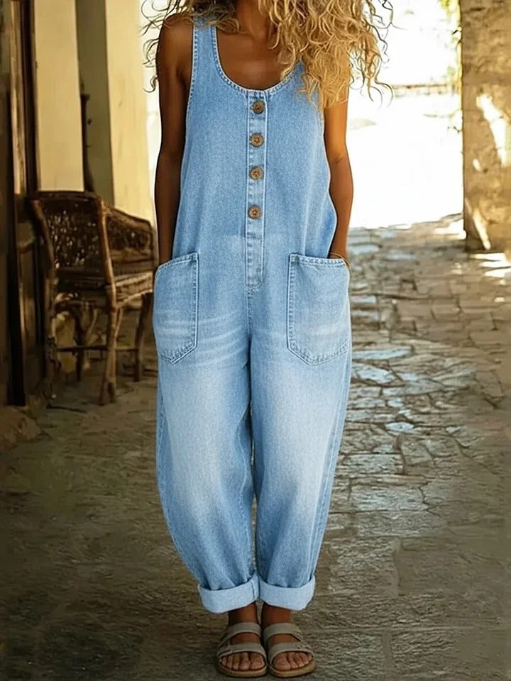 Sieglinde | Jumpsuit i denim med vintagetvätt