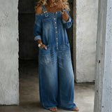 Selma | Jumpsuit i denim med bara axlar