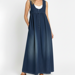 Renate | Lång jeansklänning i vintagestil