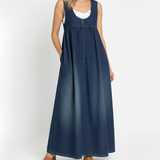 Renate | Lång jeansklänning i vintagestil