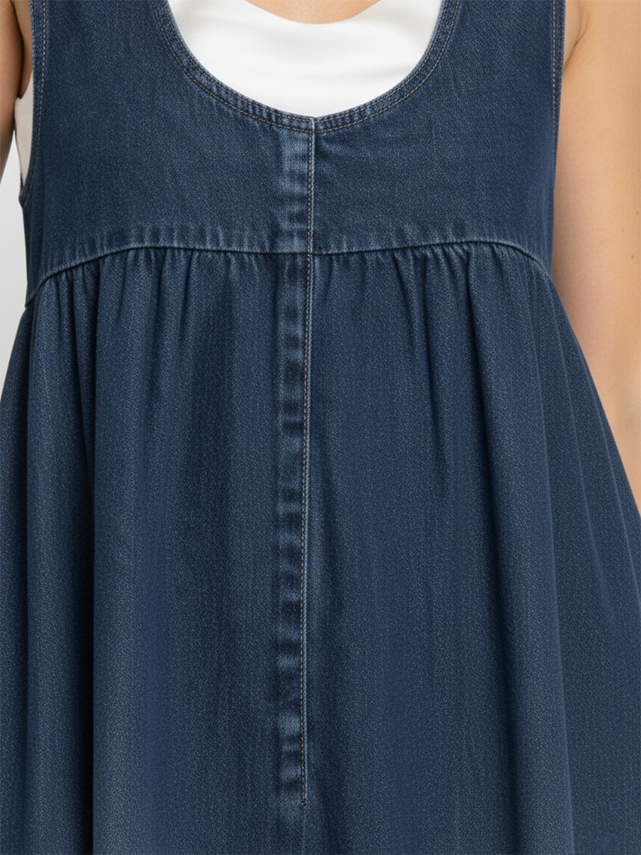 Renate | Lång jeansklänning i vintagestil