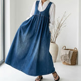 Renate | Lång jeansklänning i vintagestil