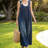 Renate | Lång jeansklänning i vintagestil