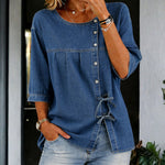 Petra | Lång jeansblus i vintagestil