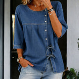 Petra | Lång jeansblus i vintagestil