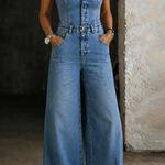 Magda | Axelbandslösa hängselbyxor i denim