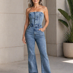 Magda | Axelbandslösa hängselbyxor i denim