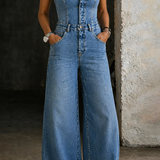 Magda | Axelbandslösa hängselbyxor i denim