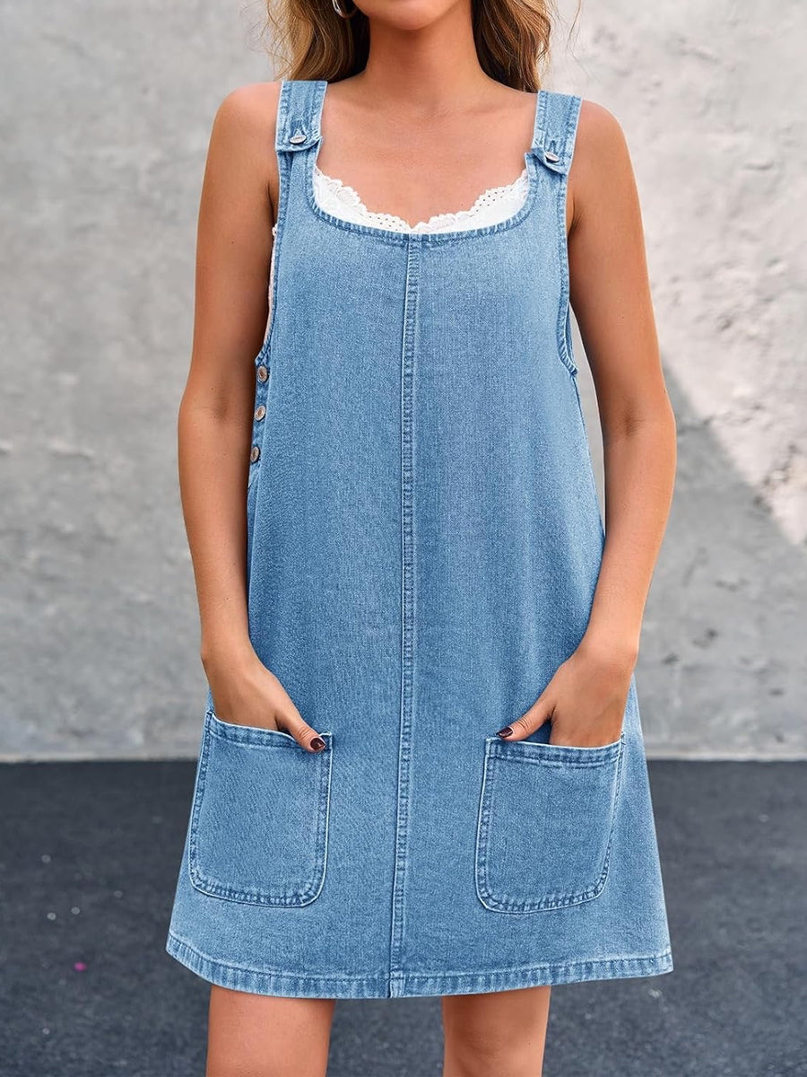 Lisbeth | Ärmlös jeansklänning i ledig stil