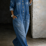 Judith | Jumpsuit i denim med bara axlar