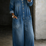 Judith | Jumpsuit i denim med bara axlar