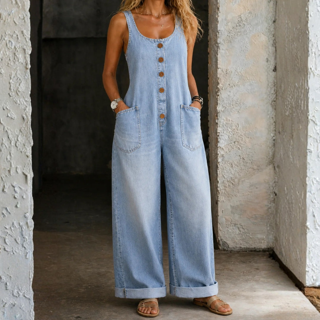 Irmtraud | Jumpsuit i tvättad bomull med vintagestil
