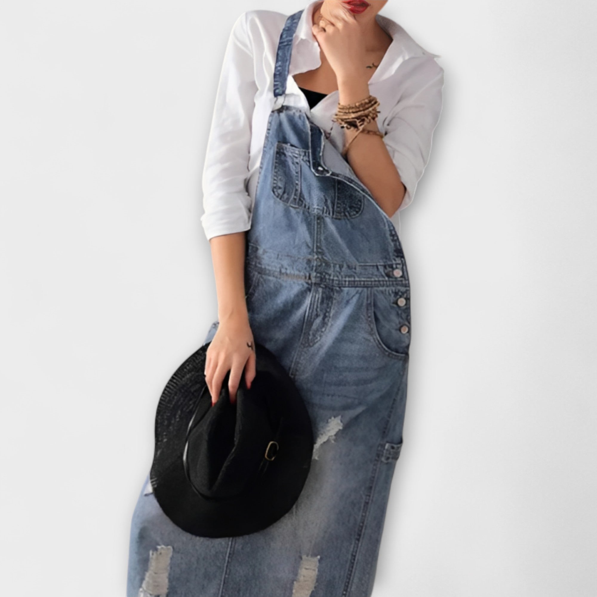 Alina | Lång klänning med denimlook