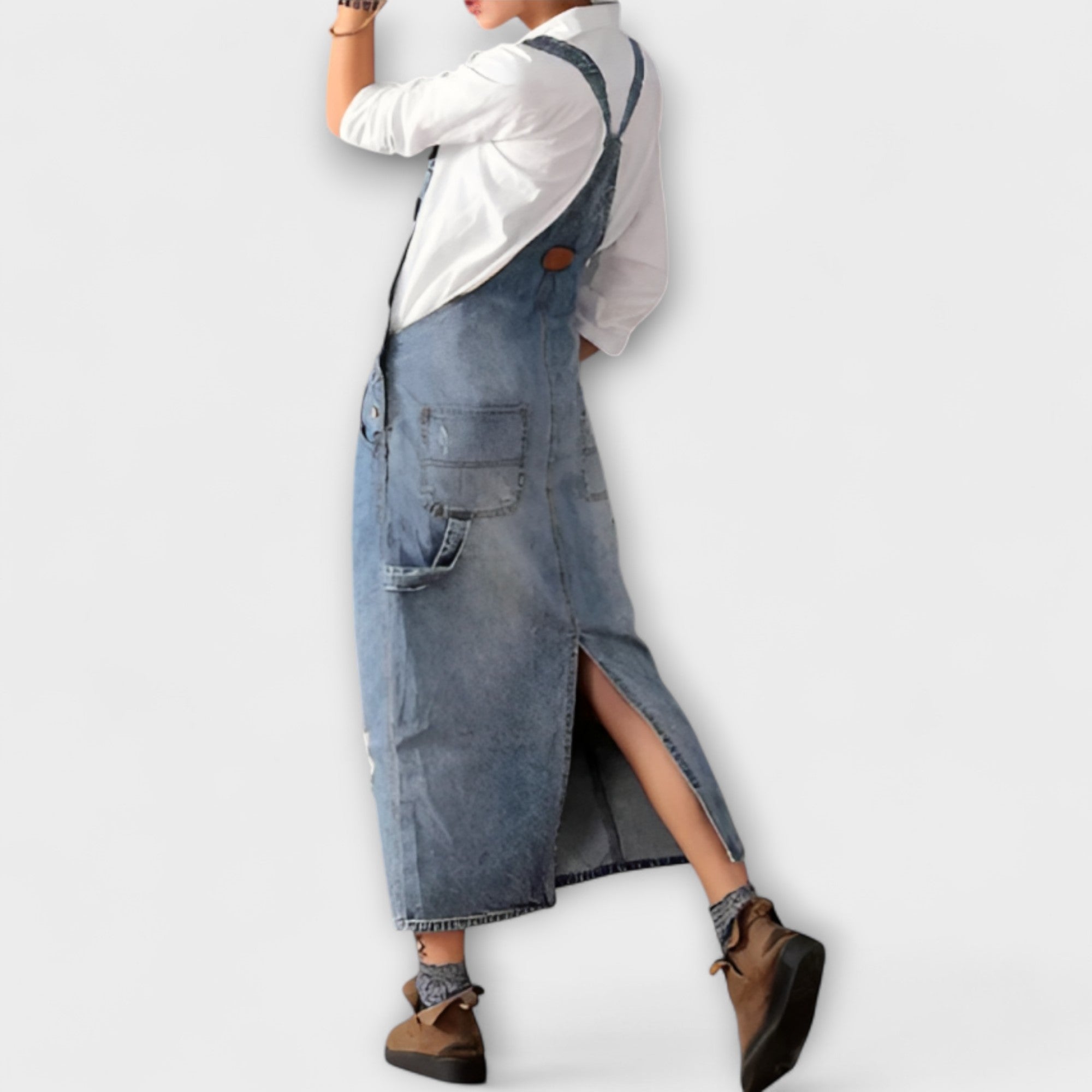 Alina | Lång klänning med denimlook