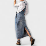 Trude | Hängselklänning i denim med retrokänsla