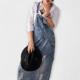 Trude | Hängselklänning i denim med retrokänsla