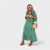 Sylvia | Elegant maxiklänning med geometriskt mönster