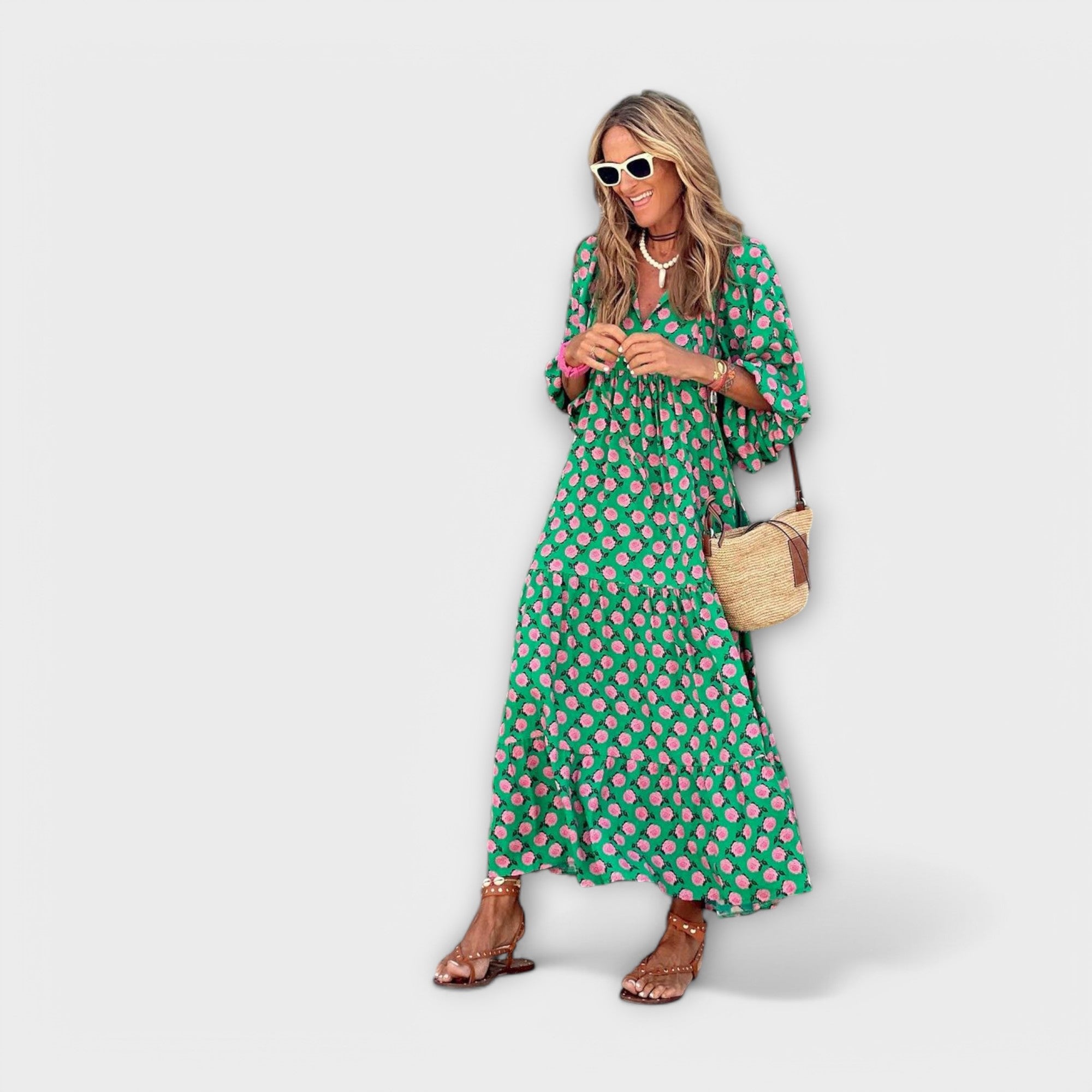 Sylvia | Elegant maxiklänning med geometriskt mönster