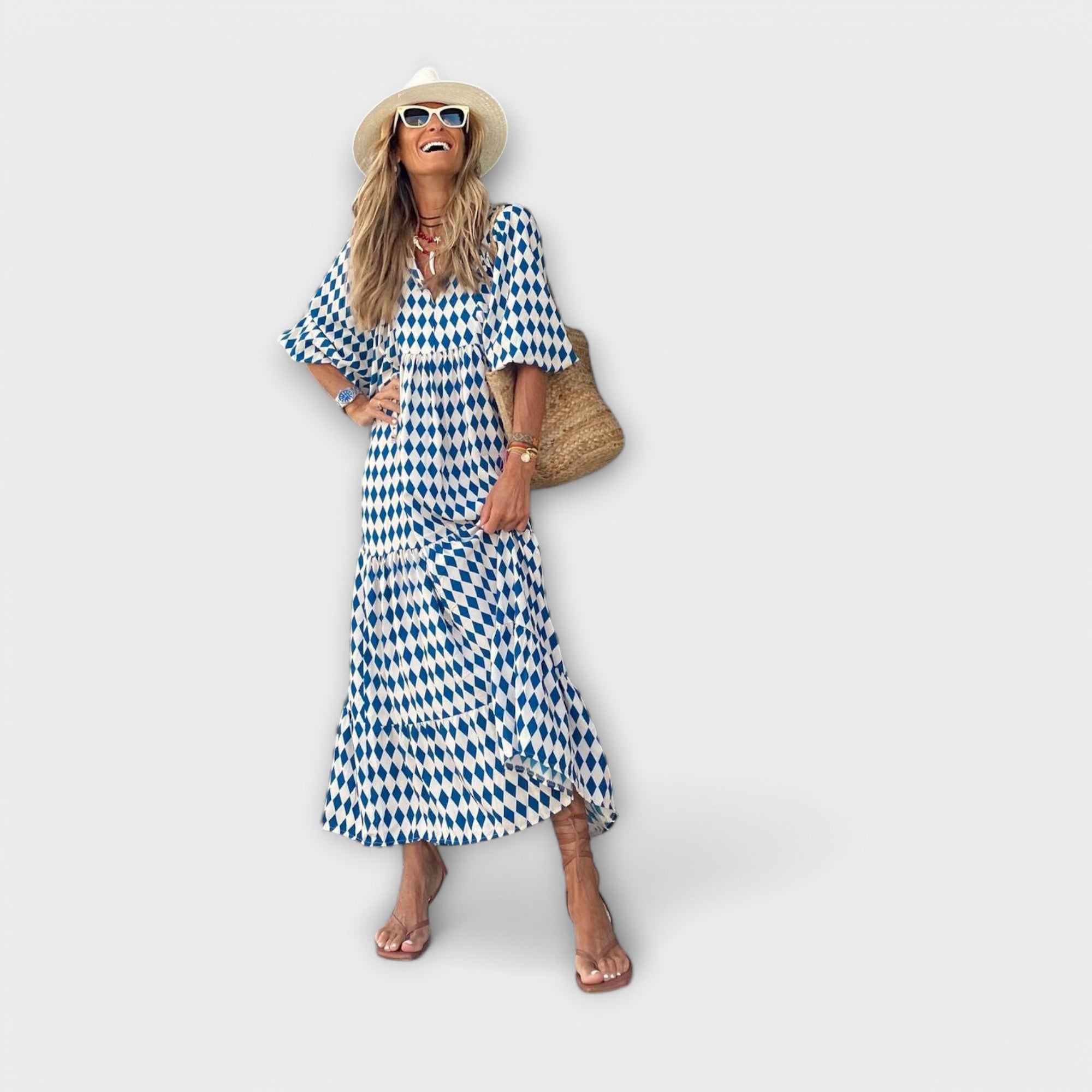Sylvia | Elegant maxiklänning med geometriskt mönster