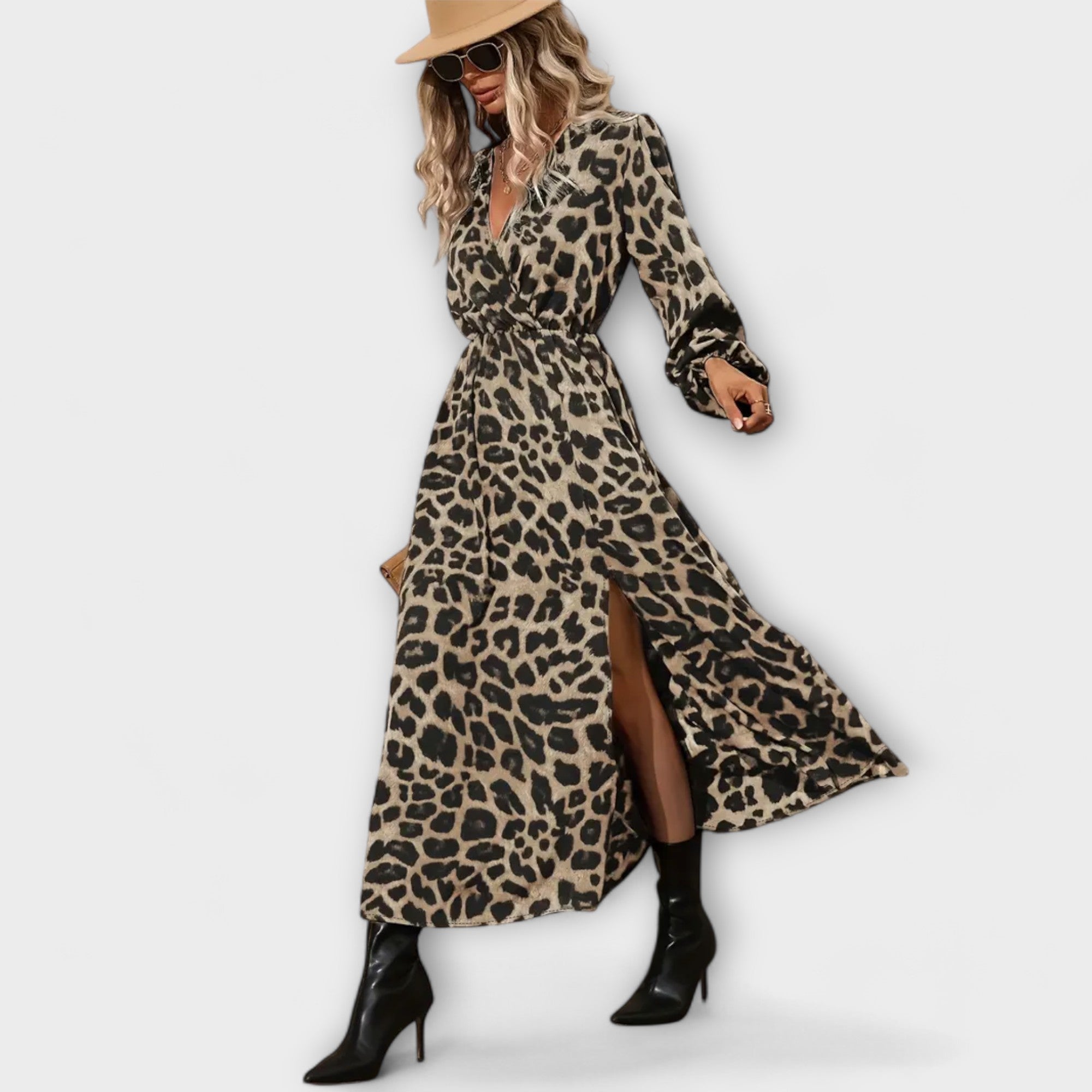 Marlene | Elegant leopardmönstrad klänning