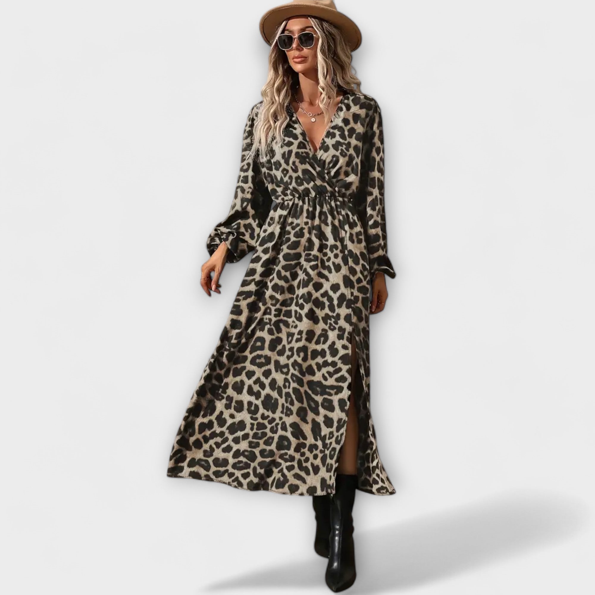Marlene | Elegant leopardmönstrad klänning
