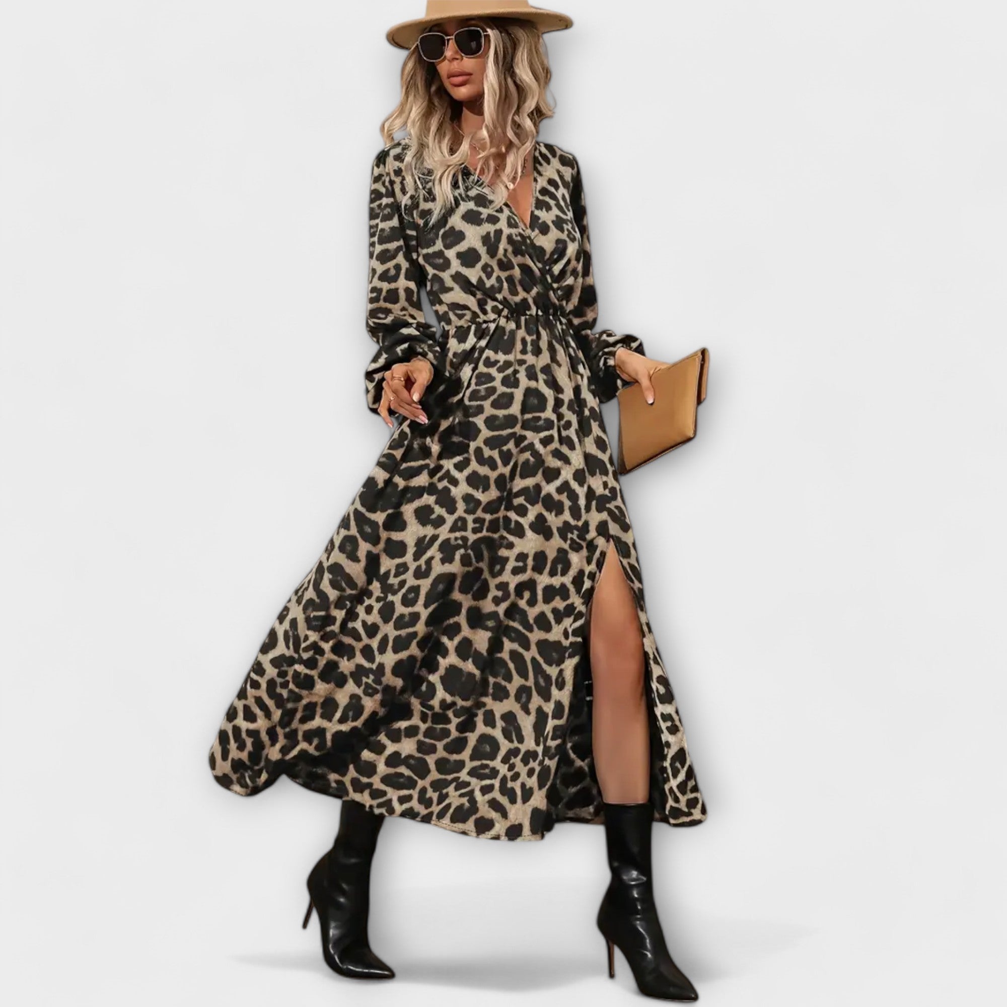 Marlene | Elegant leopardmönstrad klänning