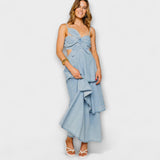 Kristin | Maxiklänning i denim med 3D-blommor
