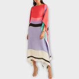 Annemarie | Vid kaftan med geometriskt mönster