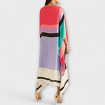 Annemarie | Vid kaftan med geometriskt mönster