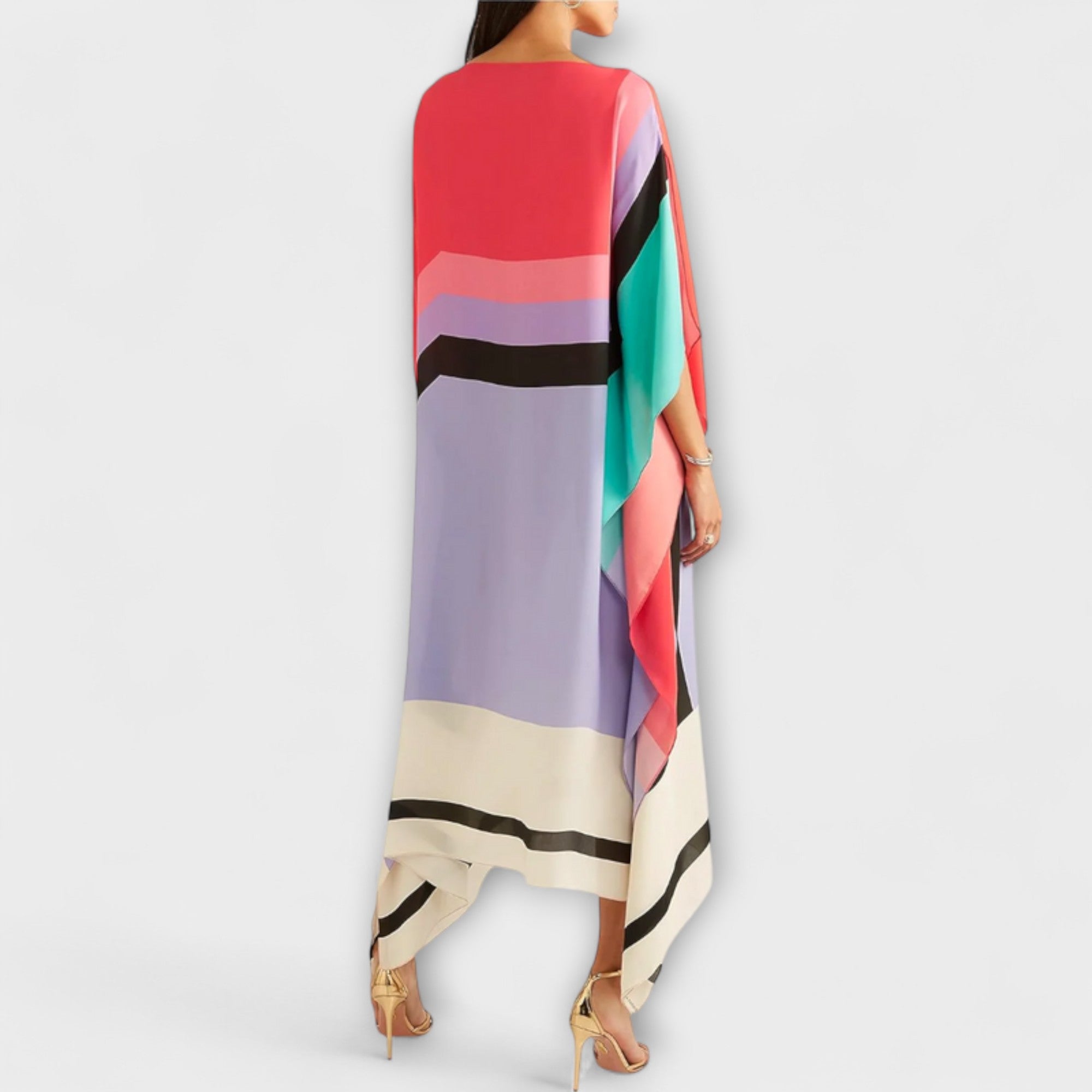 Annemarie | Vid kaftan med geometriskt mönster