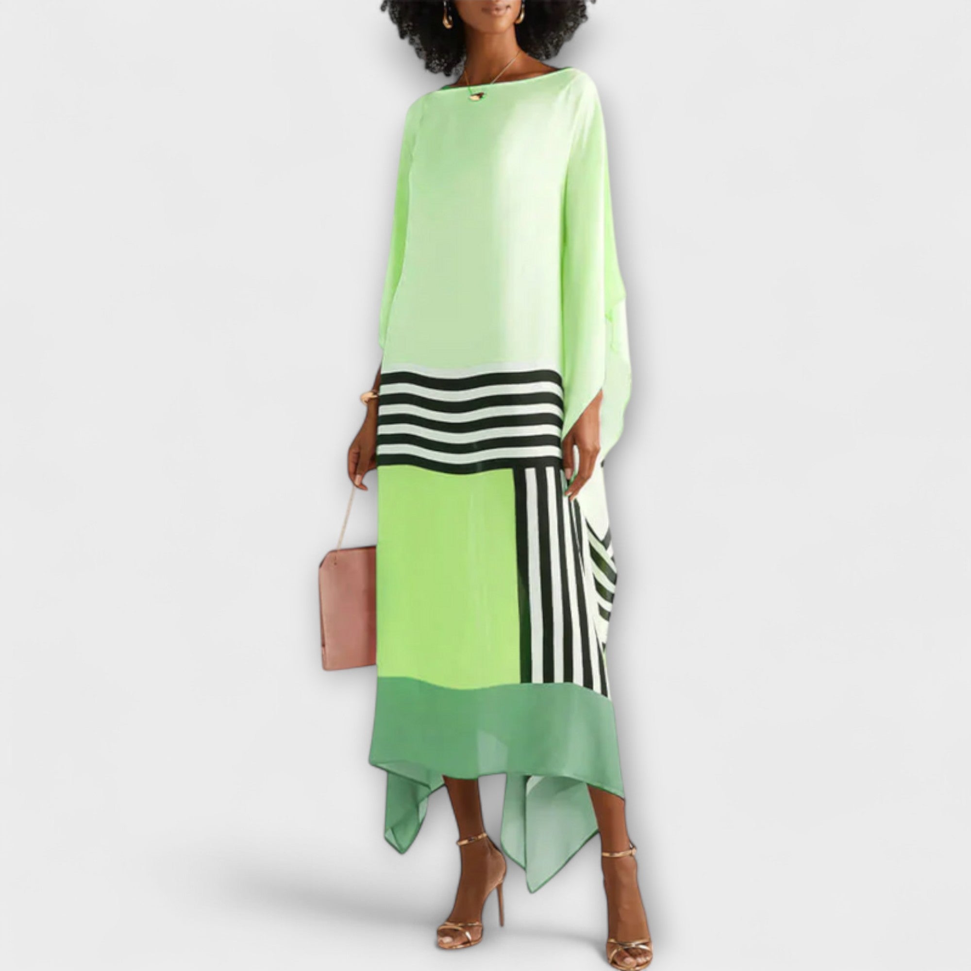 Annemarie | Vid kaftan med geometriskt mönster