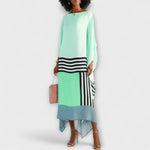 Annemarie | Vid kaftan med geometriskt mönster