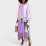 Annemarie | Vid kaftan med geometriskt mönster