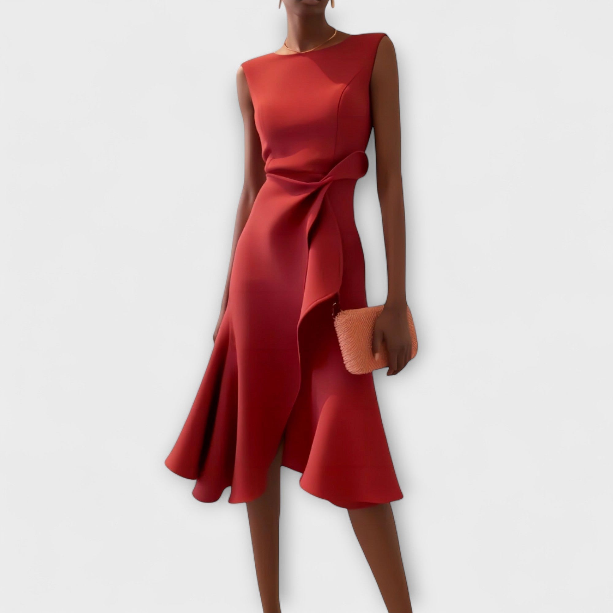 Selina | Asymmetrisk draperad midiklänning