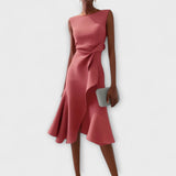 Selina | Asymmetrisk draperad midiklänning