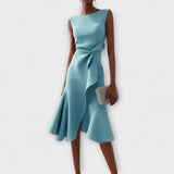 Selina | Asymmetrisk draperad midiklänning