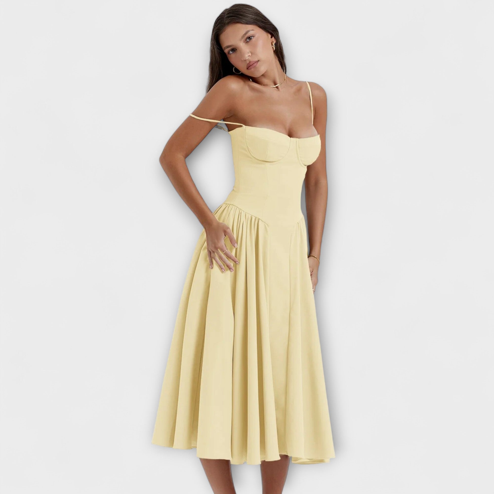 Caroline | Elegant ärmlös korsettklänning